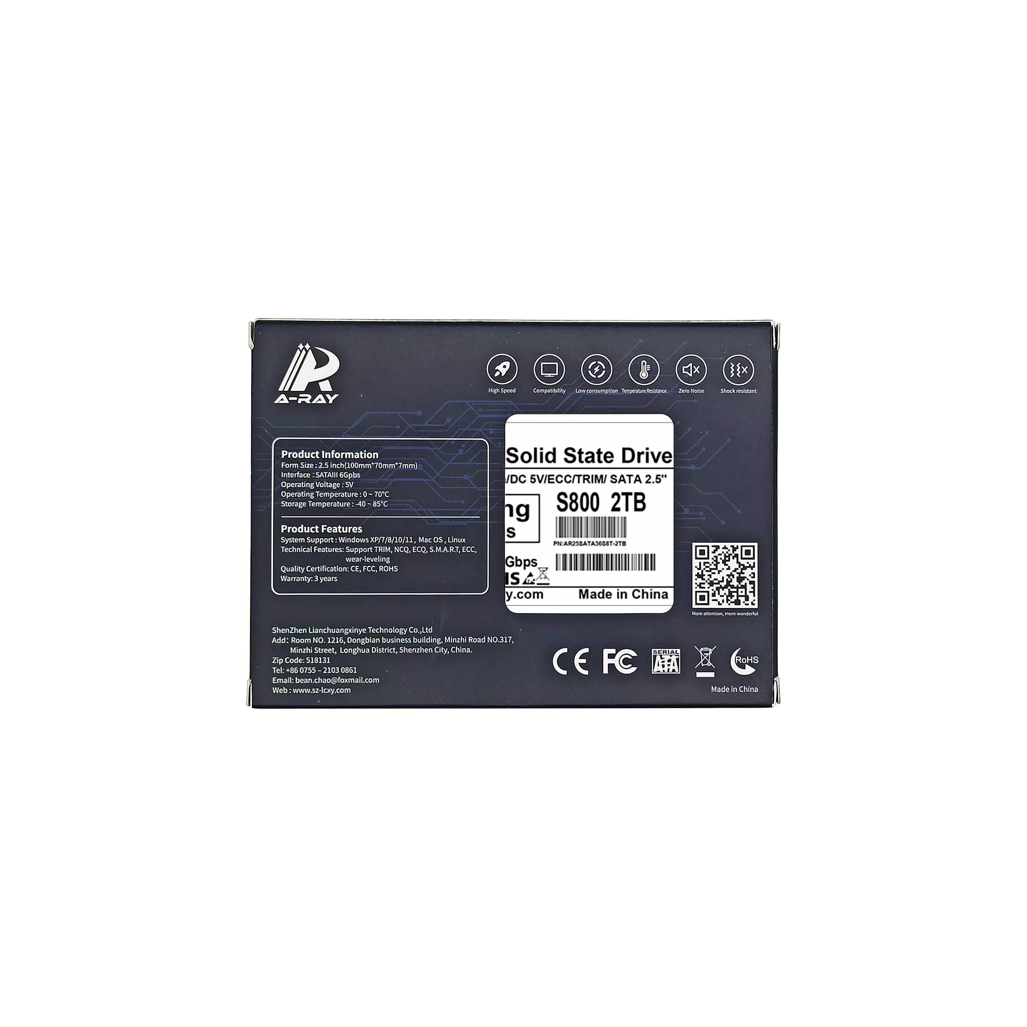 Ổ cứng SSD 2TB A-RAY 2.5 inch SATA 3.0 6GBps S800 Strong Series