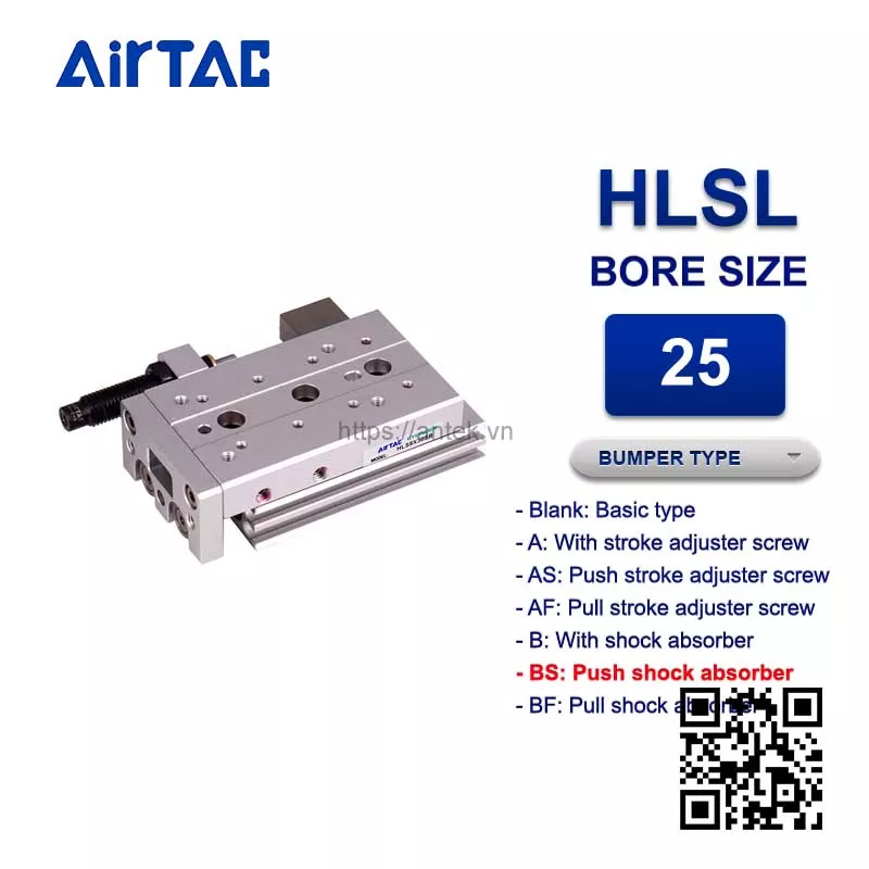 HLSL25x20SBS Xi lanh trượt Airtac Compact slide cylinder