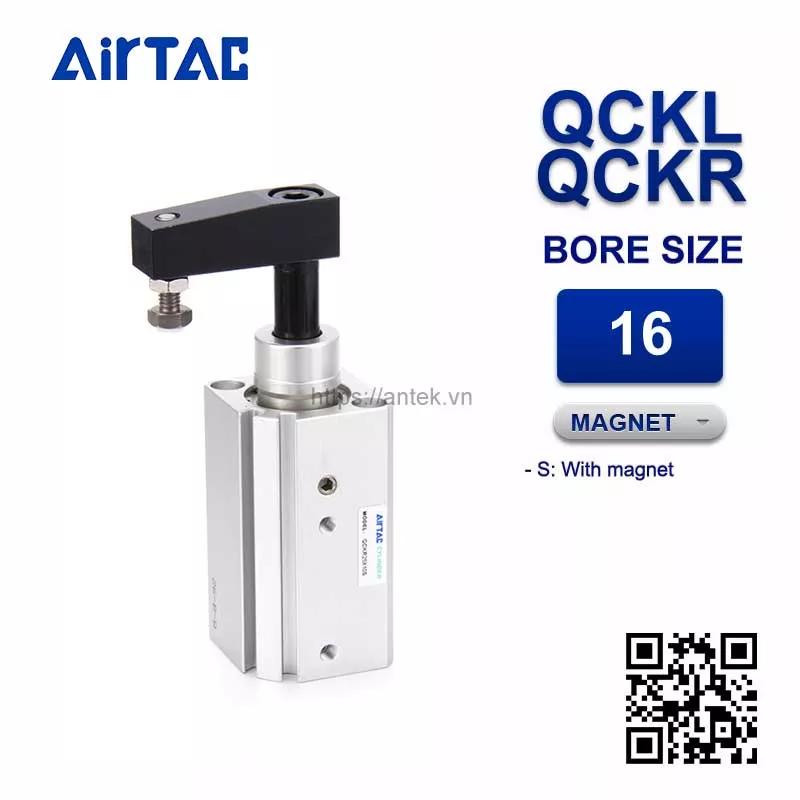 QCKR16x30S Xi lanh kẹp xoay Airtac Rotary clamp cylinder