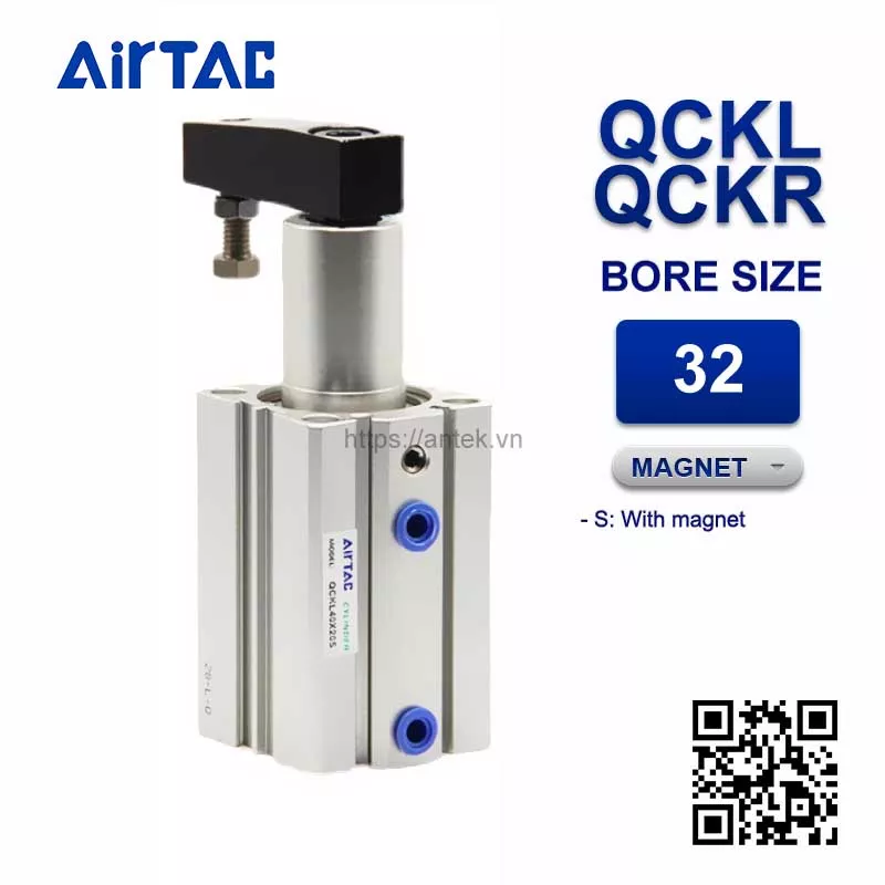 QCKR32x30S Xi lanh kẹp xoay Airtac Rotary clamp cylinder