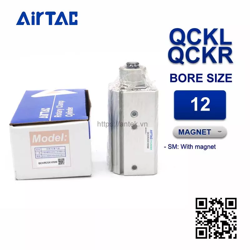 QCKR12x20SM Xi lanh kẹp xoay Airtac Rotary clamp cylinder