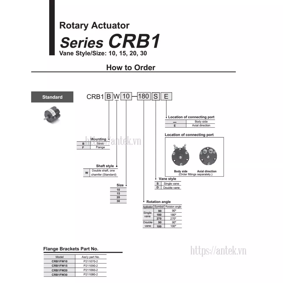 Thông số đặt hàng Xi lanh CDRB1BW20-90S