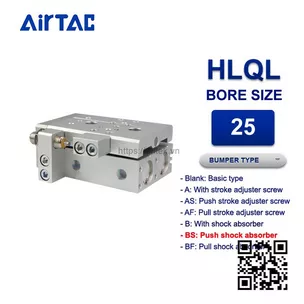 HLQL25x100SBS Xi lanh trượt Airtac Compact slide cylinder