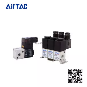 Van điện từ Airtac 3V1-06AINPT ren 1/8 inch-10mm kiểu ren NPT điện áp AC220V dòng van 3V1 Series kiểu đấu nối cáp dài 0.5m