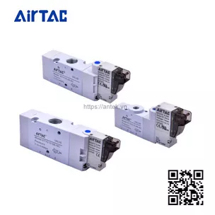 Airtac 6TV11006NCA050T van điện từ 100 Series van đơn kiểu ren 1/8 inch-NPT thường đóng điện áp AC220V cáp dài 0,5 m