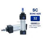 Xi lanh khí nén Airtac SC32x100, đường kính trục 32mm, hành trình 100mm, không có từ tính