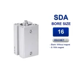 Xi lanh nhỏ gọn Airtac SDA16x20S, hành trình 20mm, đường kính trục 16mm, có từ tính